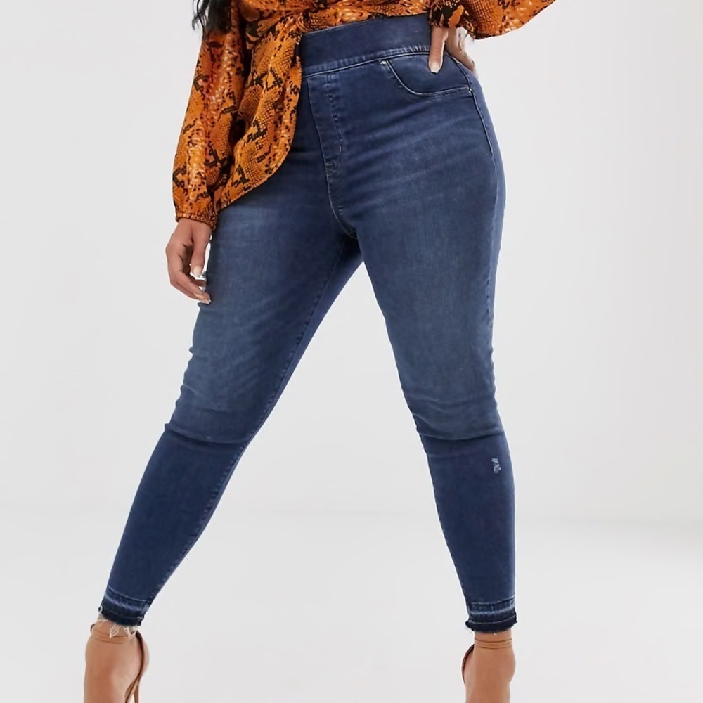 Spanx Distressed Jean Leggings Blue Sz 1X